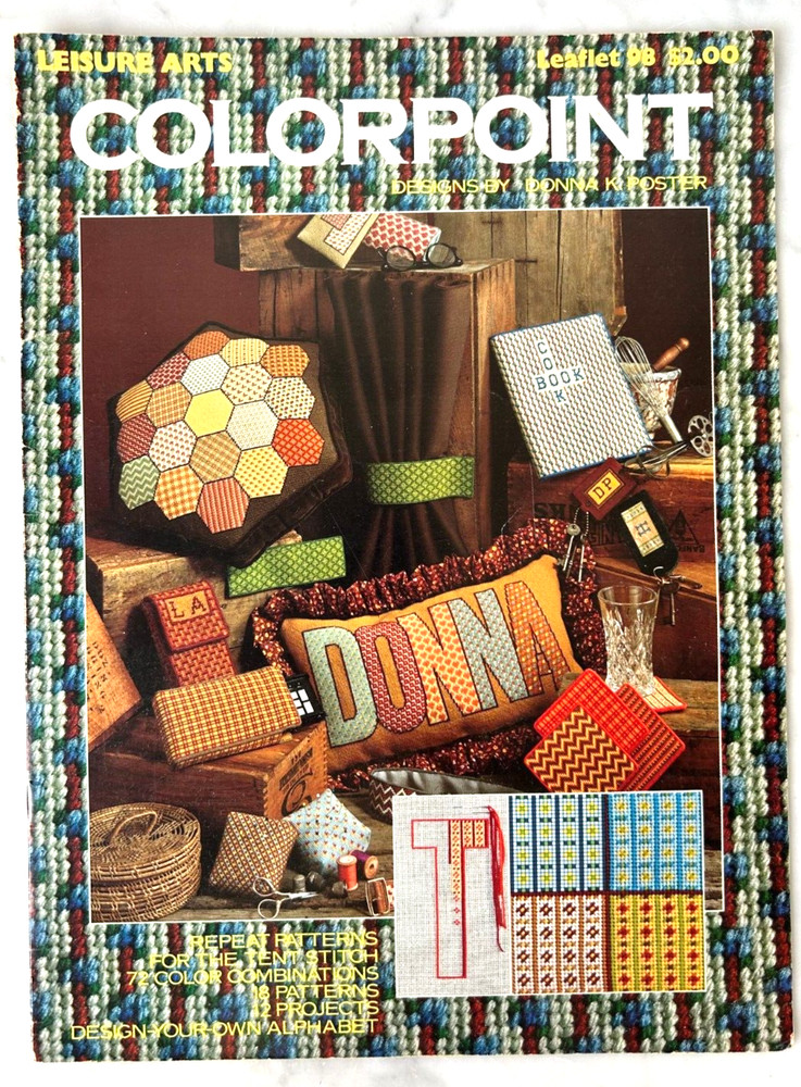 Colorpoint Needlepoint Designs Repeat Patterns Vintage Leisure Arts Leaflet 1977