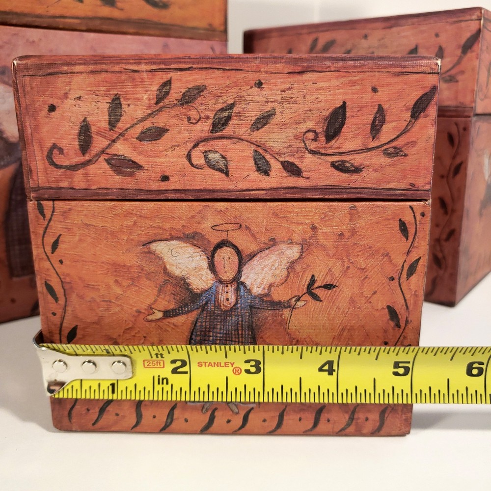 Bob’s Boxes Primitive Folk Angels by R A Lang Nesting Stackable Decor Storage