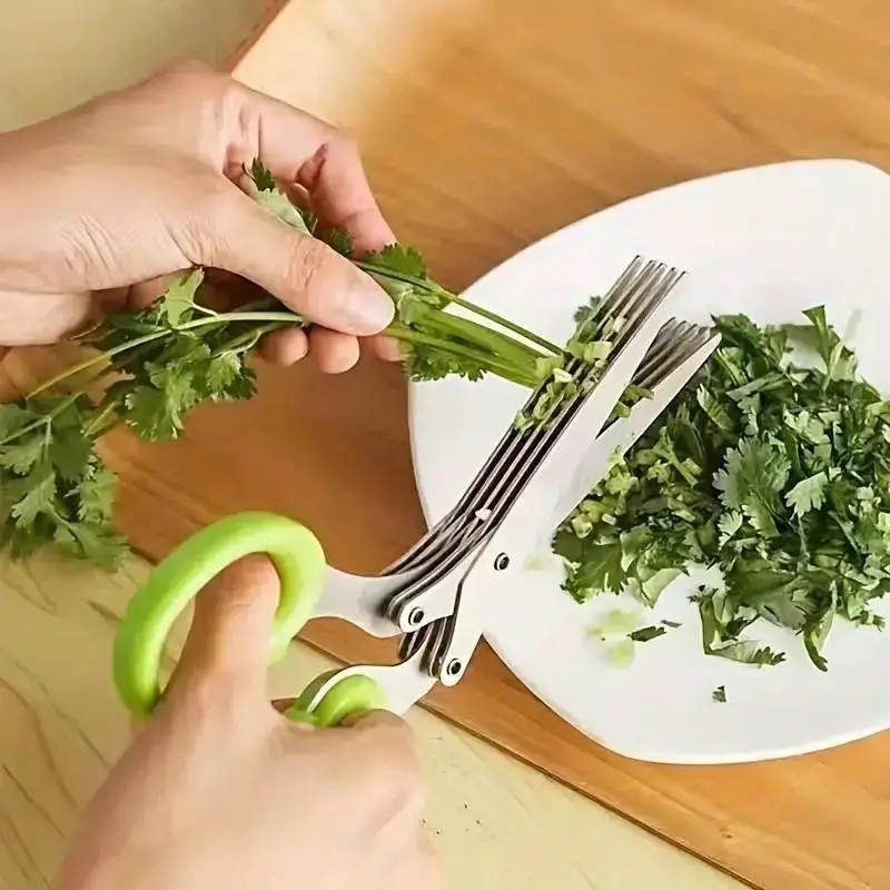 Stainless Steel 5 Blade Professional Shredding Scissors Sharp Herb Kitchen Tool