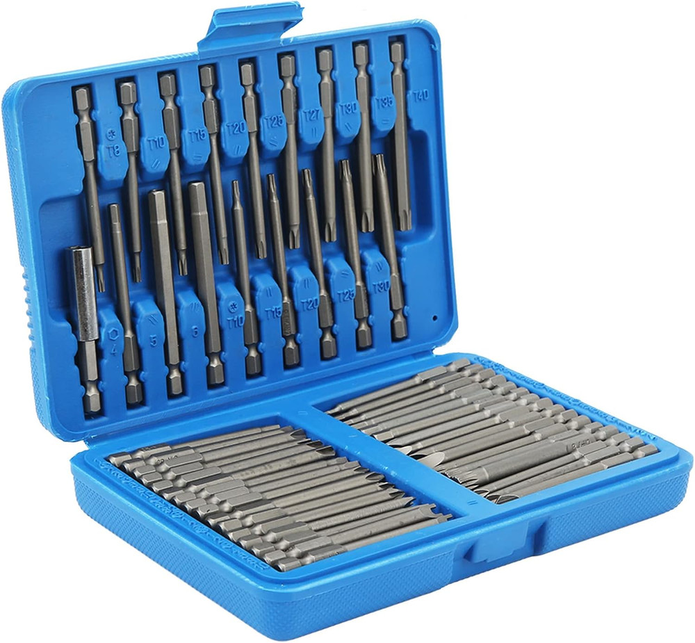 50Pcs Extra Long Security Bit Set,Screwdriver Bit Set, Extra Long Magnetic Drive