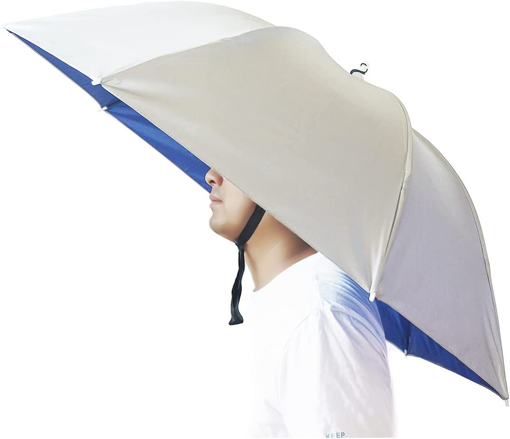 Fishing Umbrella Hat Cap 37"Hands Free Foldable UV Protection Adjustable Camping