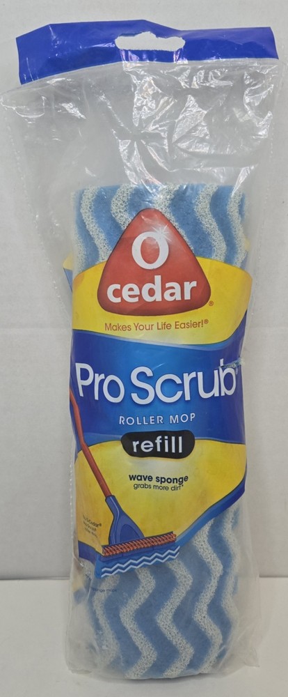 O Cedar Pro Scrub Roller Wave Sponge 10in Mop Refill Open Package New
