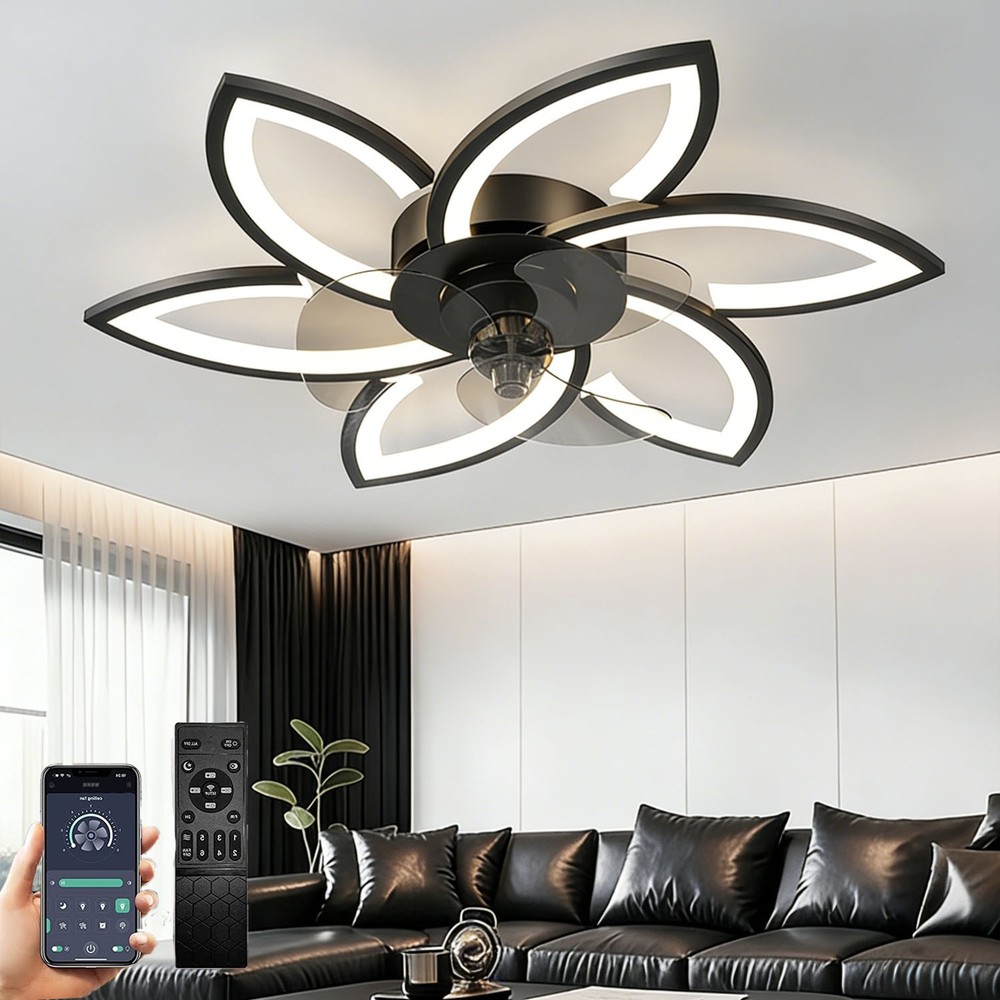 LED Low Profile Ceiling Fan Light Silent Dimmable Fan Light with Remote Control