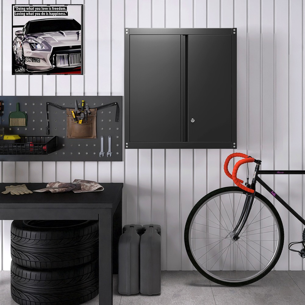 Metal Storage Cabints, Wall Cabinet with 2 Locking Doors and Adjustable Shelf