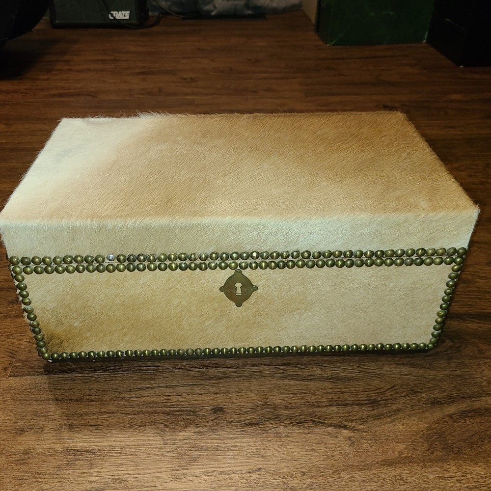 Vintage Deer Hide Small Cedar Chest Trunk