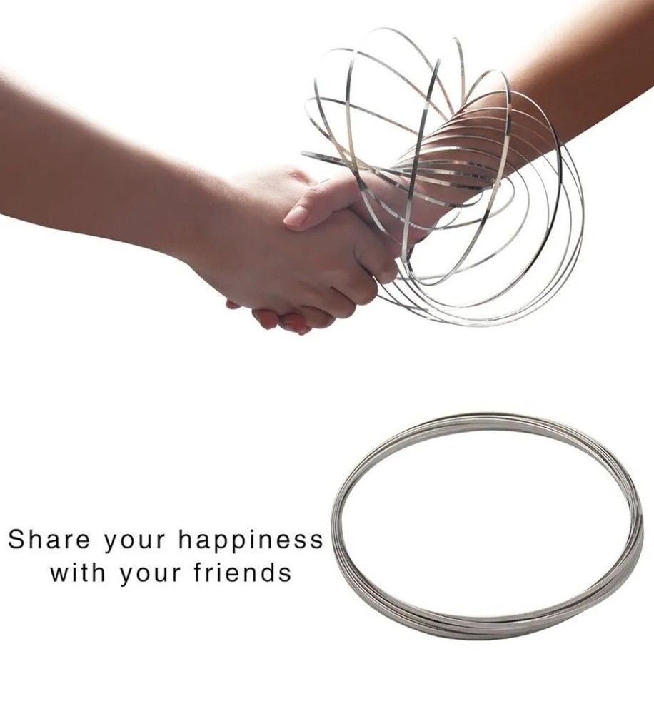 Kinetic Educational Spring Toy, Multi Sensory Interactive 3D Flow Ring Silver