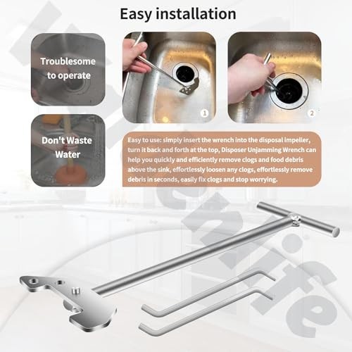 Garbage Disposal Unjamming Wrench Tool - Fix Jams & Clutter, Silver