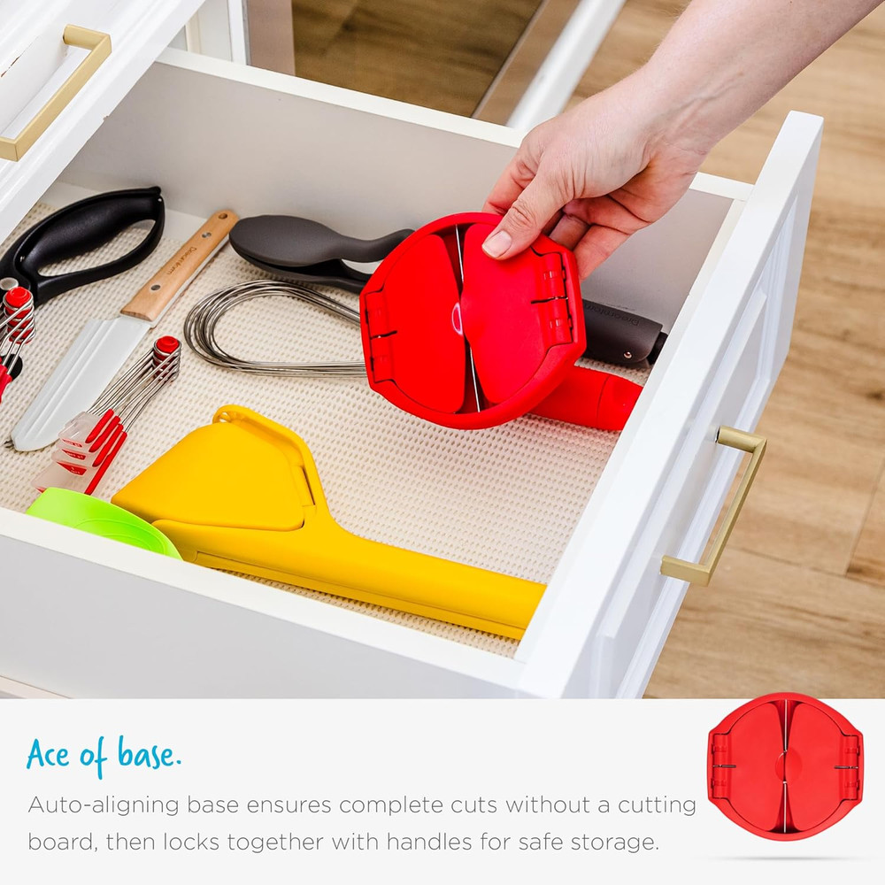 Flapple Fold-Flat, Space-Saving Apple Corer & 8-Piece Apple Slicer - Red