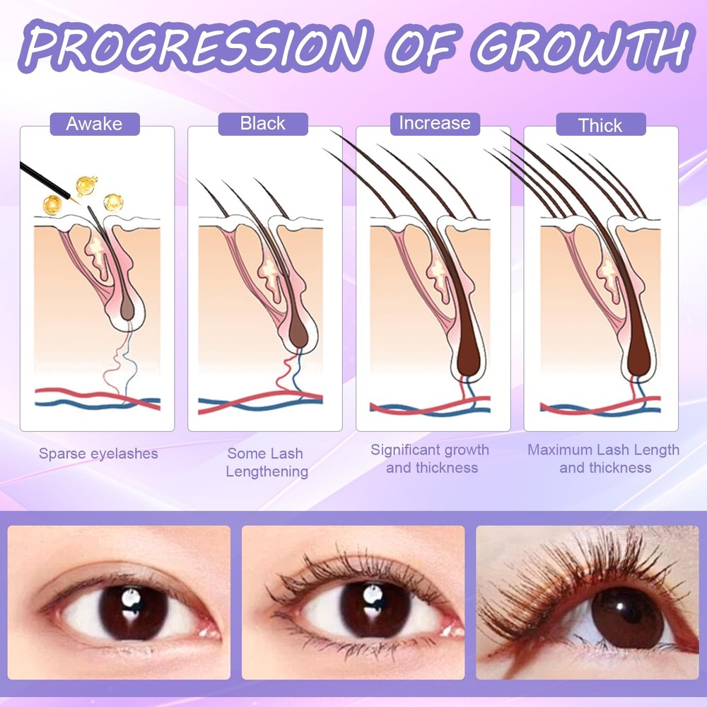 Eyelash Growth for Longer Fuller Thicker Lashes & Brows, Premium Lash Boost E...