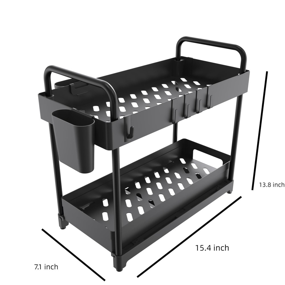 2 Pack Double-Layer Under Sink Organizer for Efficiently Utilizing Space, Hig...