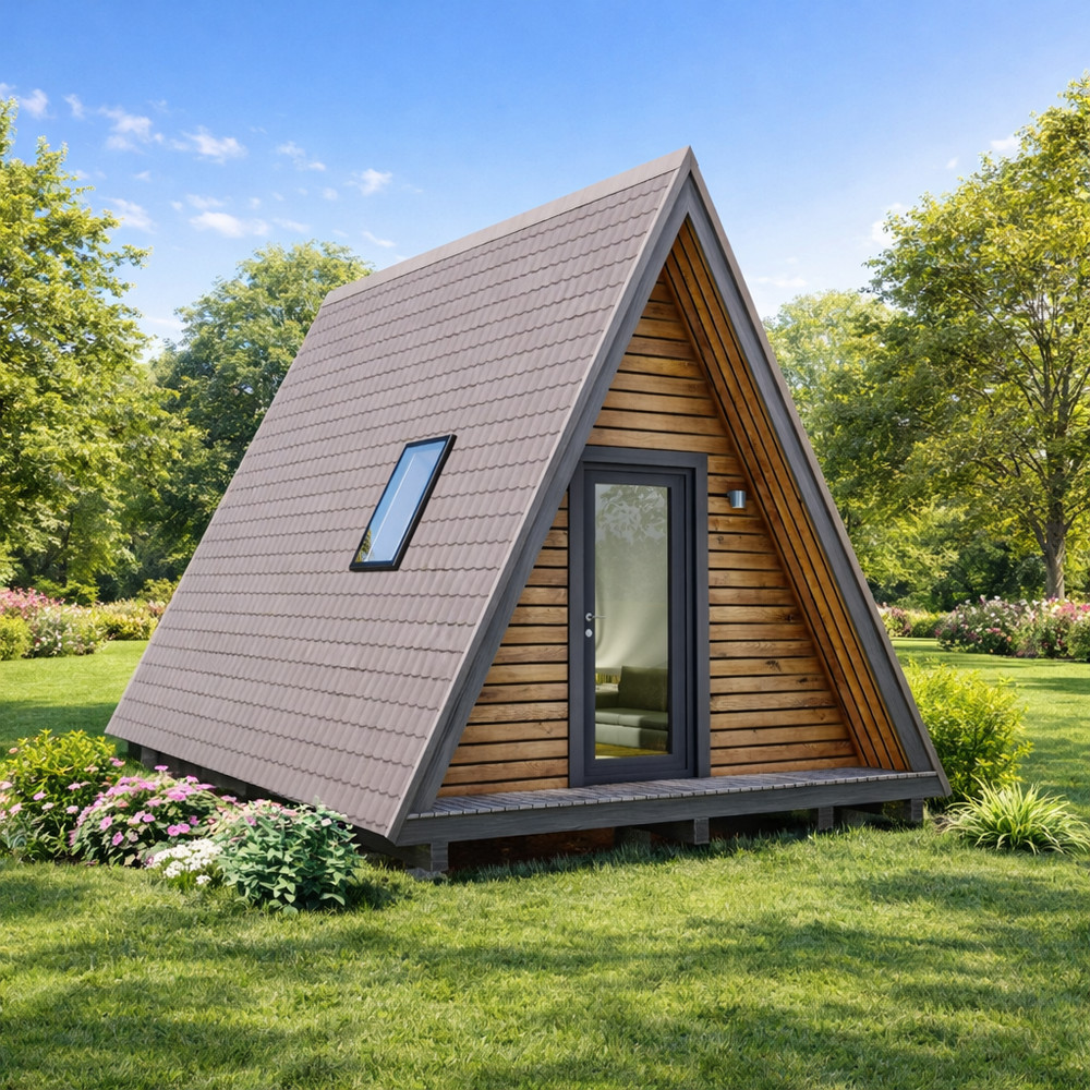 A-Frame Cabin Plans –14x16 Compact Triangle House Design