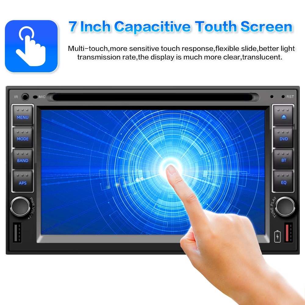 Touch Screen 6.2" 2 Din USB/SD/AUX Stereo Bluetooth Remote control DVD/CD Player