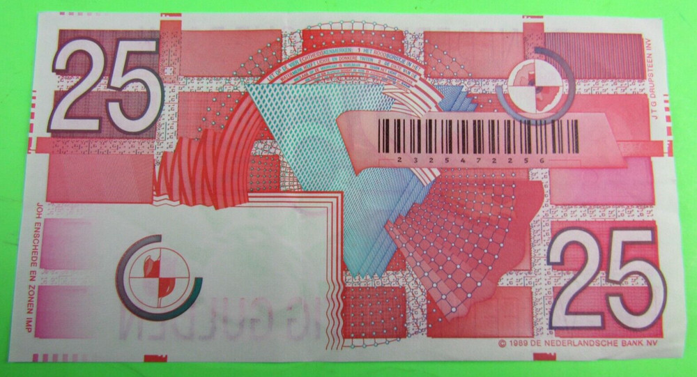 NETHERLANDS , 25 GULDEN, P#100, 1989