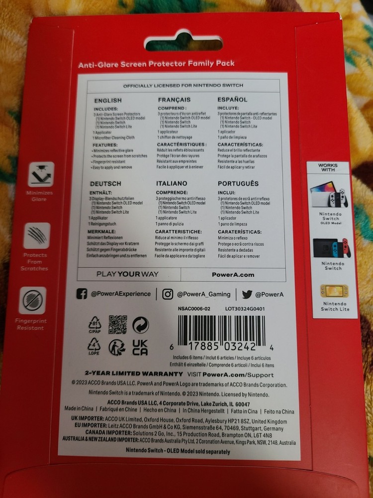 Nintendo Switch Anti Glare Screen Protector Family Pack