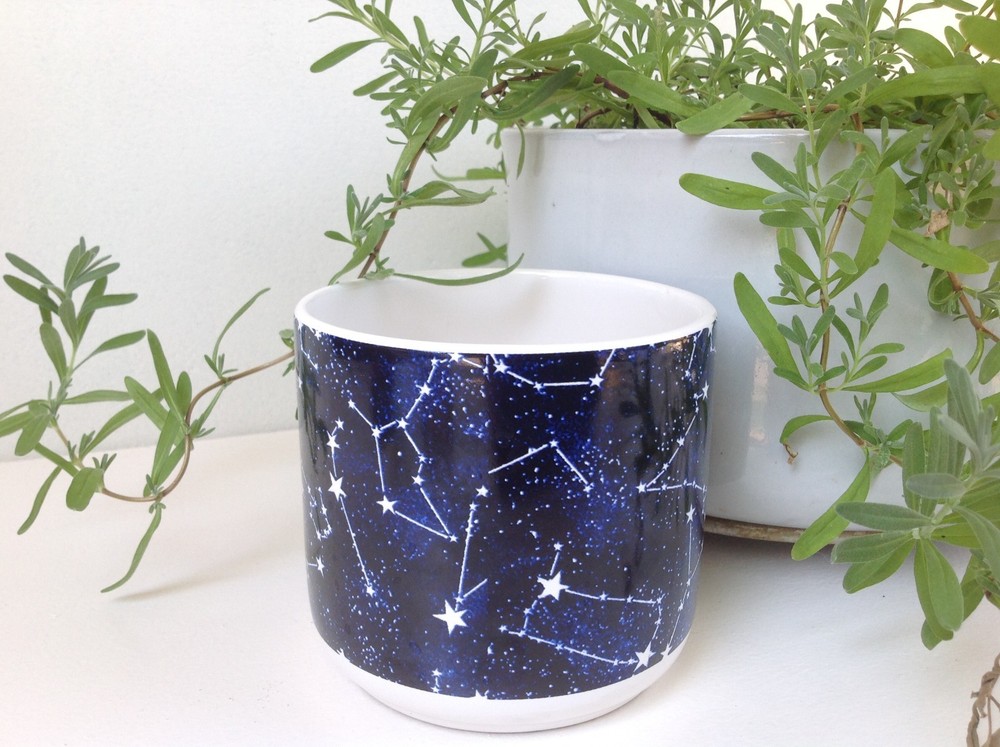 Constellation midnight blue & white ceramic planter, bowl, organization, etc