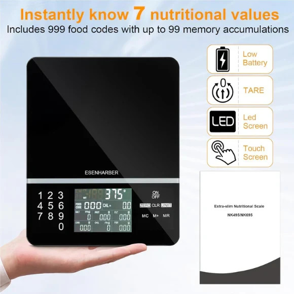 Báscula de alimentos con calculadora nutricional