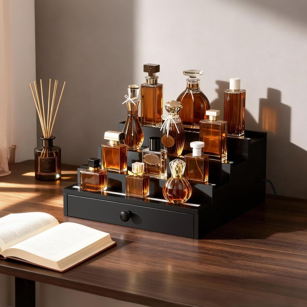 LED-Lighted Cologne Organizer for Men: Multi Lighting Modes Perfume Organizer...
