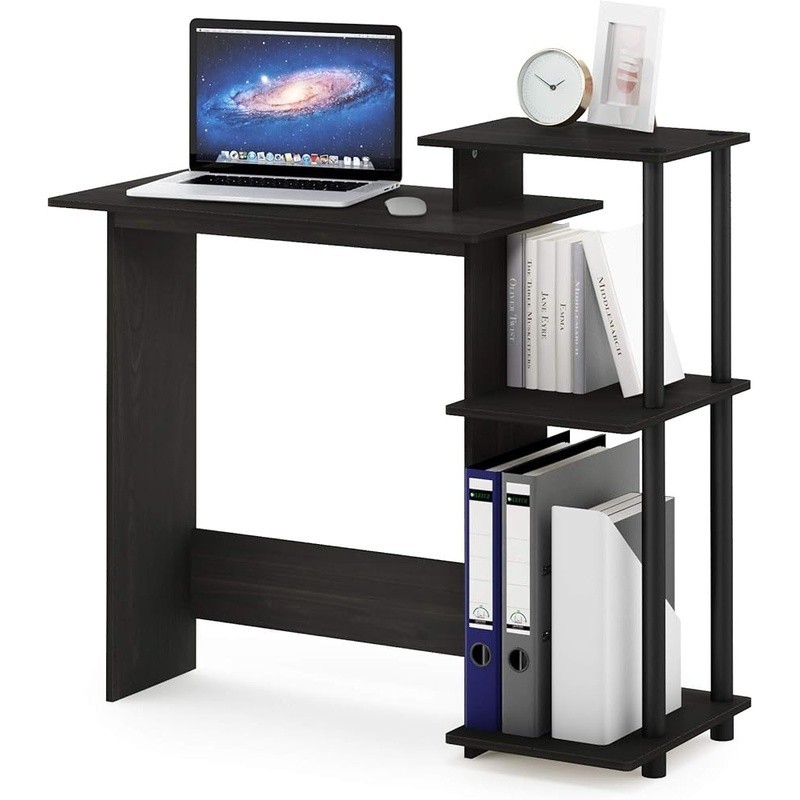 Compact Computer Desk W/ CPU Storage Elevated Shelf Easy Assembly Sturdy Design