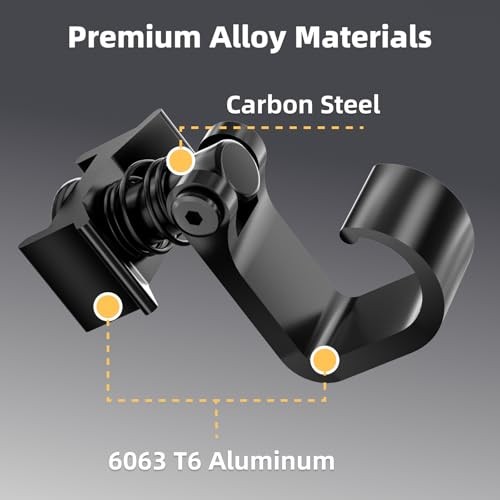 4 Pack L Track Hooks with Single Stud Fitting, Spring-Loaded Adjustable Black