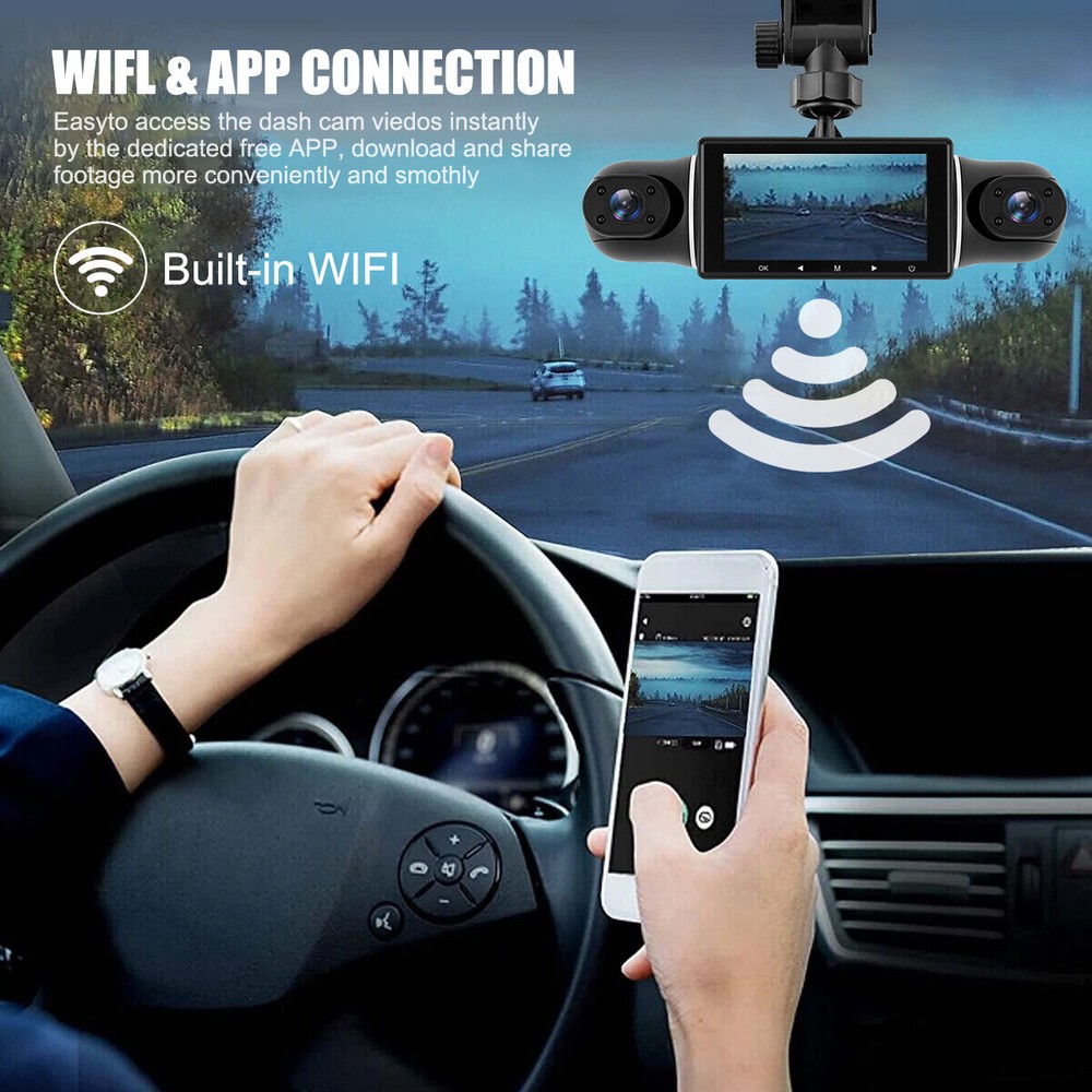360 Degree View 4 Channel Dash Cam Front and Rear Inside Left Right, Dash Camera