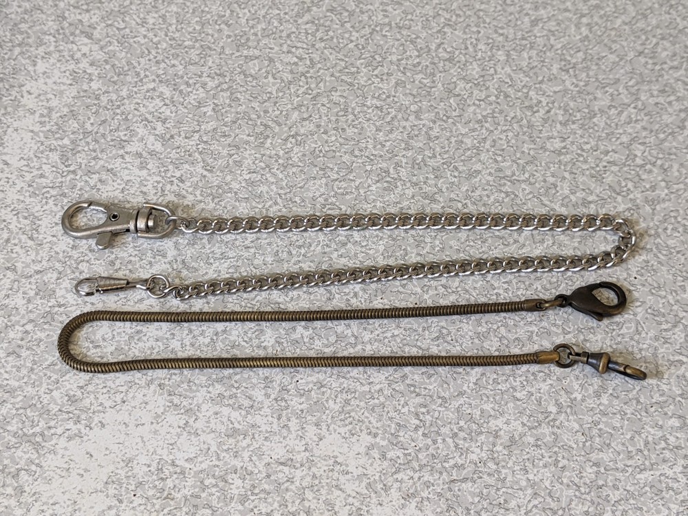 TWO MODERN POCKET WATCH CHAINS - 14 INCHES