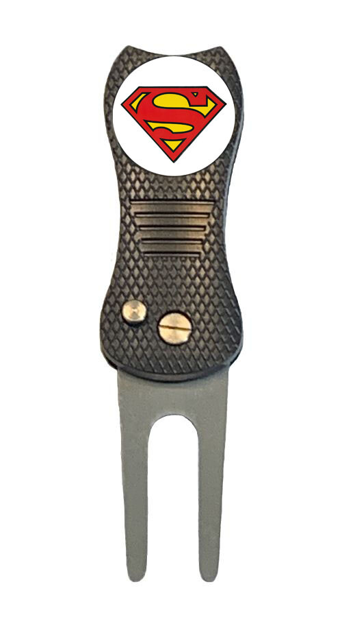 Superman DC Comics Golf Ball Marker + Premium Switchblade Divot Tool