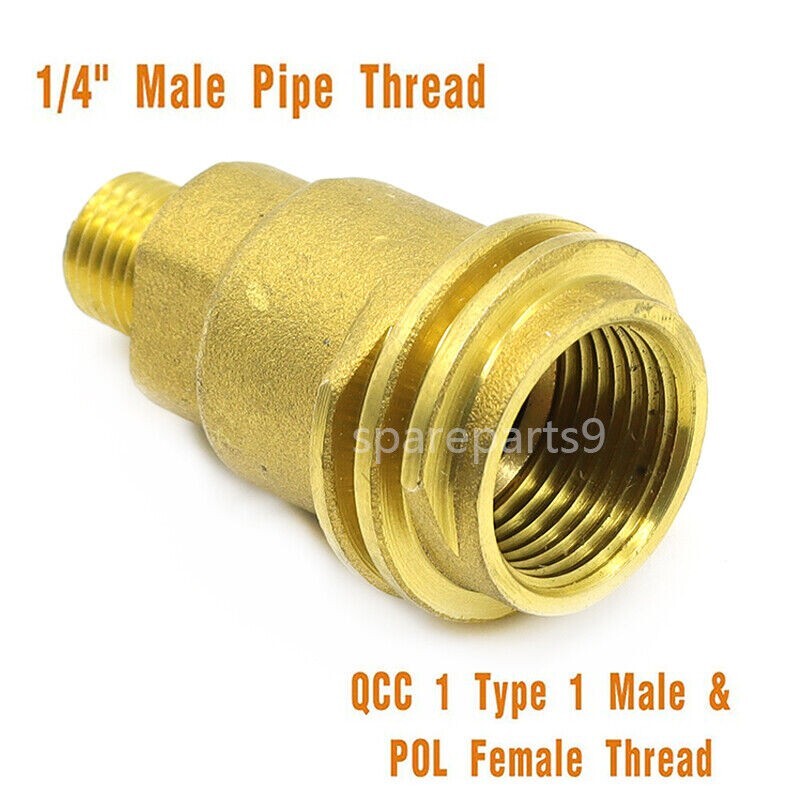 Solid Brass QCC1 Nut Propane Gas Fitting Adapter 1/4" Male Pipe Thread Connector