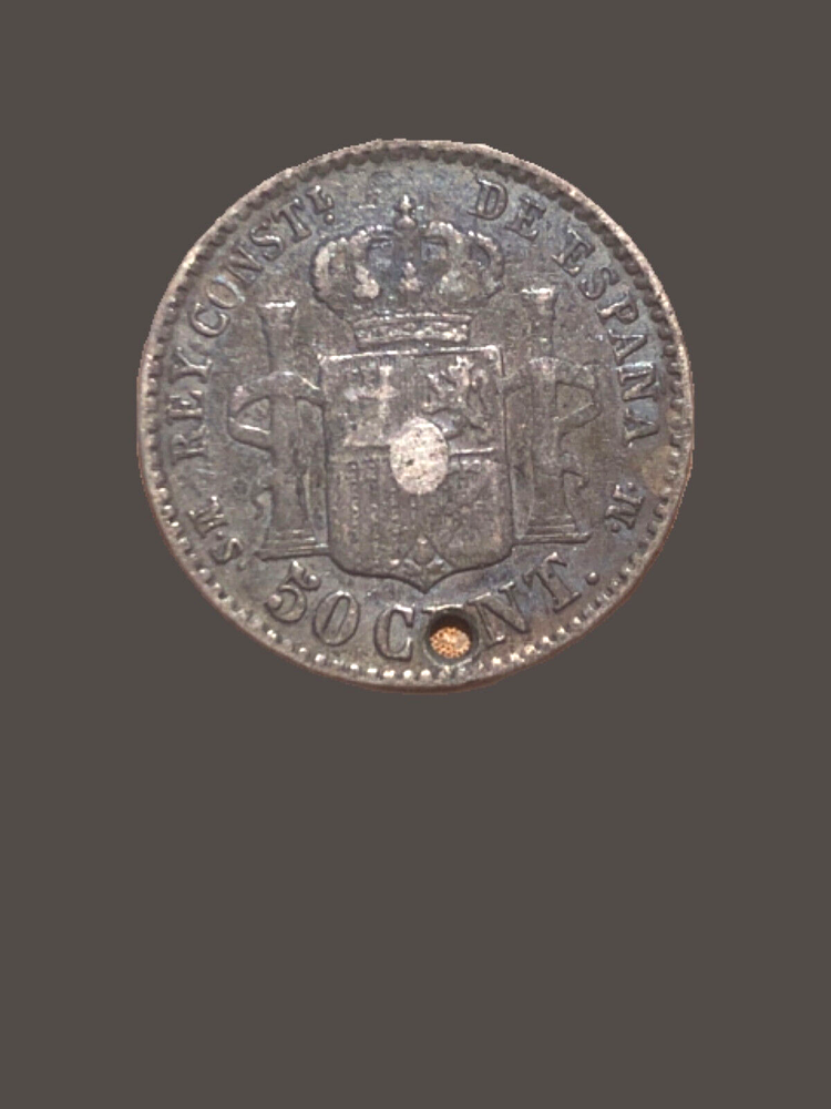 1885 MS-M Spain 50 Centimos Silver Coin - VF (Very Fine) condition
