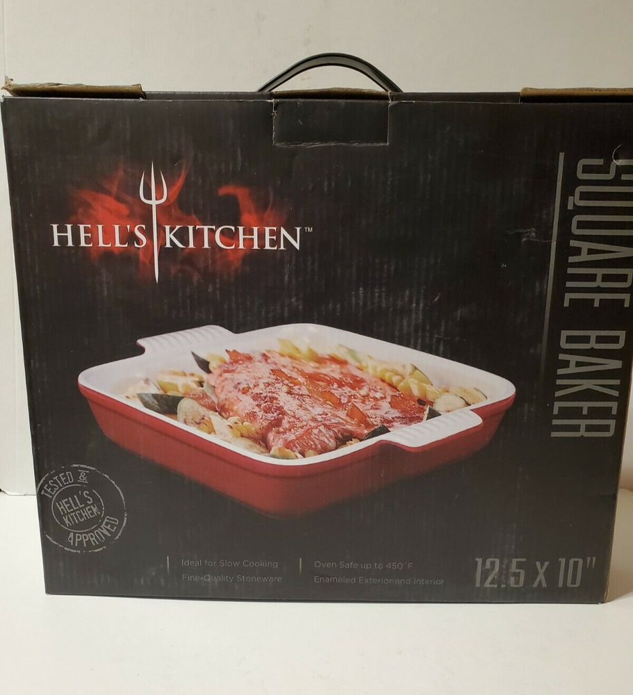 Hell's Kitchen 12.5 x 10 Red Square Baker New Open Box
