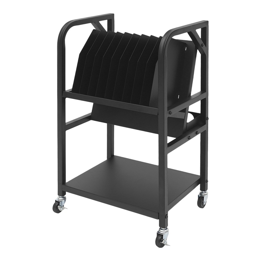 Mobile Laptop Storage Cart 2 Tier with Charging for Classroom Office