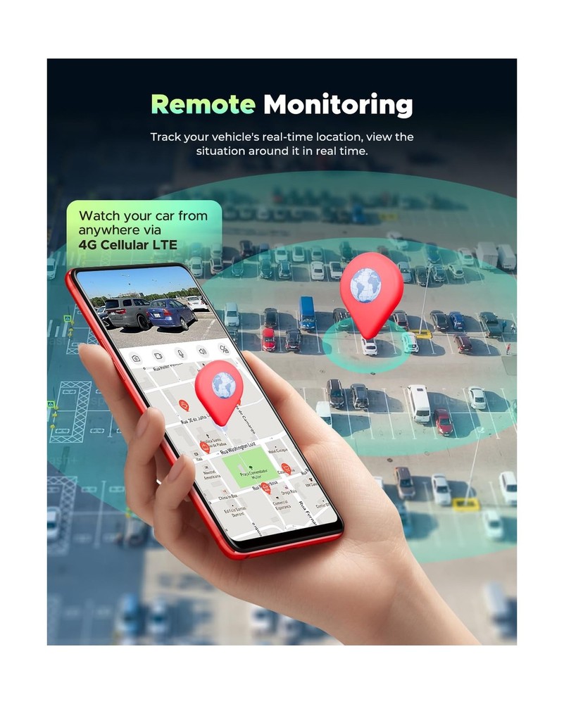 LAMTTO 4G LTE Cellular Dash Cam Front Inside Remote Live-View & Location Even...