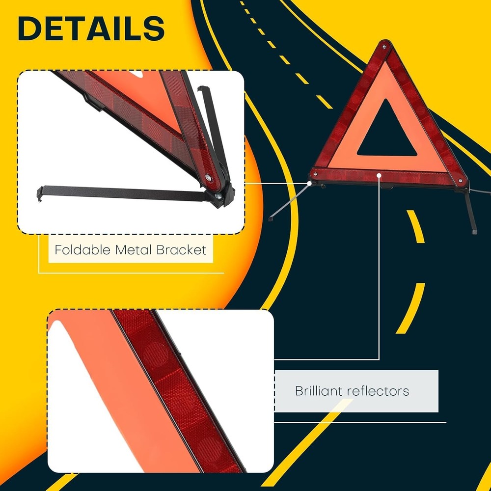 Reflective Safety Triangle Kit | Emergency s with Storage Case Roadside Refle...