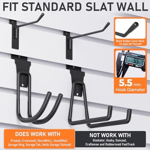Heavy Duty Slatwall Hooks, Black Garage Slatwall Panel Accessories 36 Pack