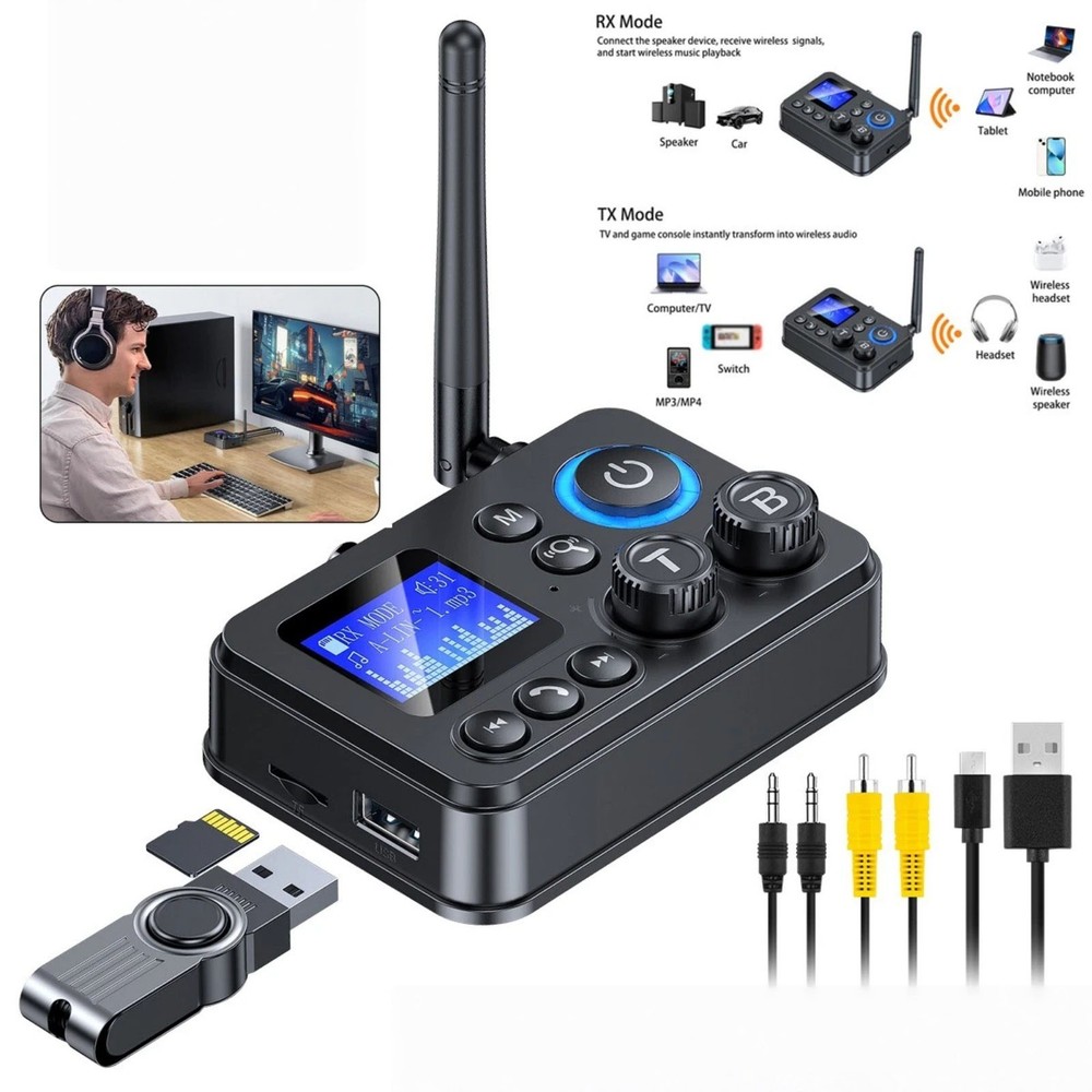 For Bluetooth 5.4 Transmitter Receiver 3.5mm AUX RCA Audio Adapter Replacement