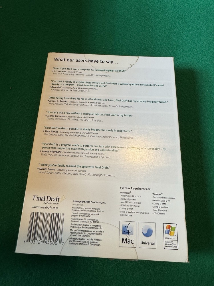 Final Draft Version 7 Professional Scriptwriting Software Mac & Windows