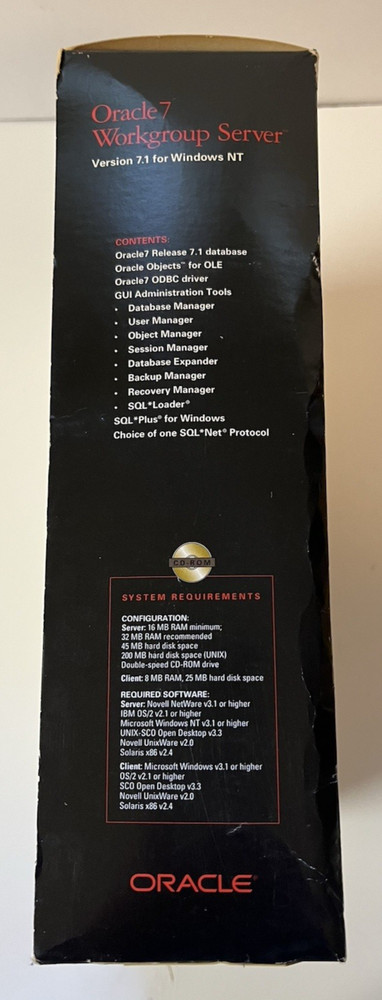 Oracle7 Workgroup Server Release 7.1 For MS Windows NT New Never Installed "OB"