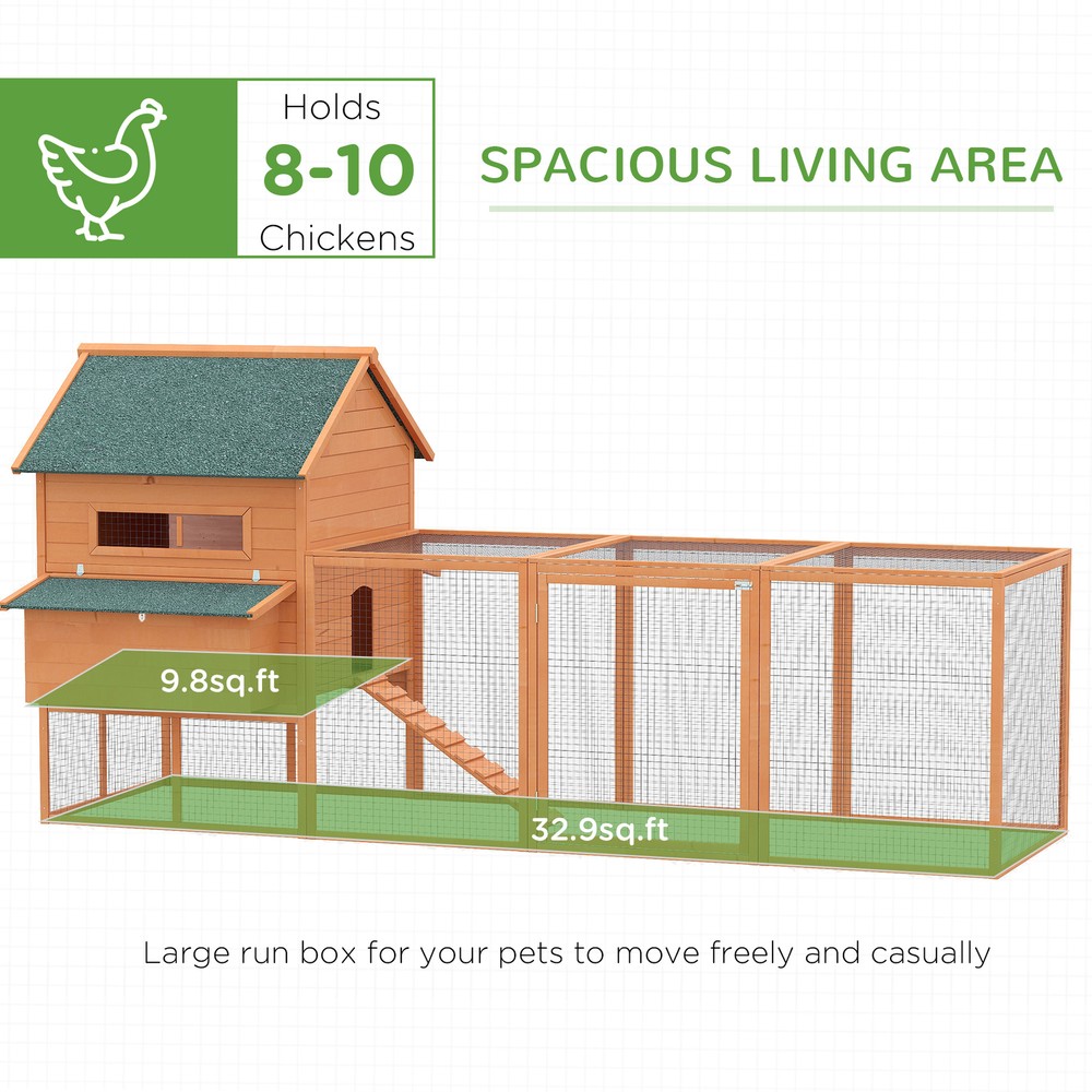 Solid Fir Wooden Backyard Chicken Coop Hen House with Attached Nesting Cube
