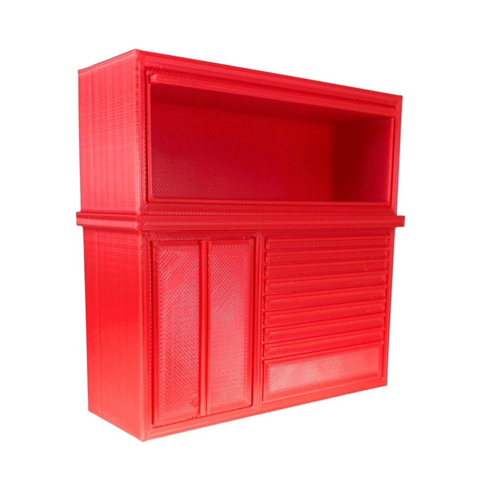 1/18 Garage Open Front Workstation Toolbox Scale Diorama Accessory (Red)