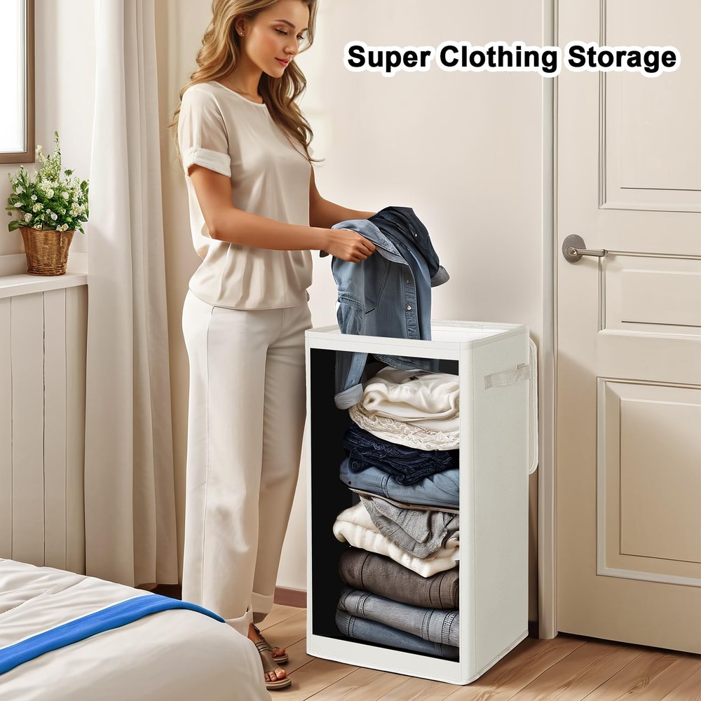 75L Slim Laundry Hamper with Lid,Large Foldable Laundry Basket with Removable...