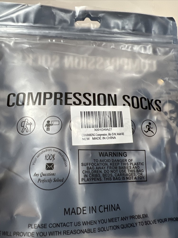 Compression Socks S/M Grey (1) Pair Long Airline Flights