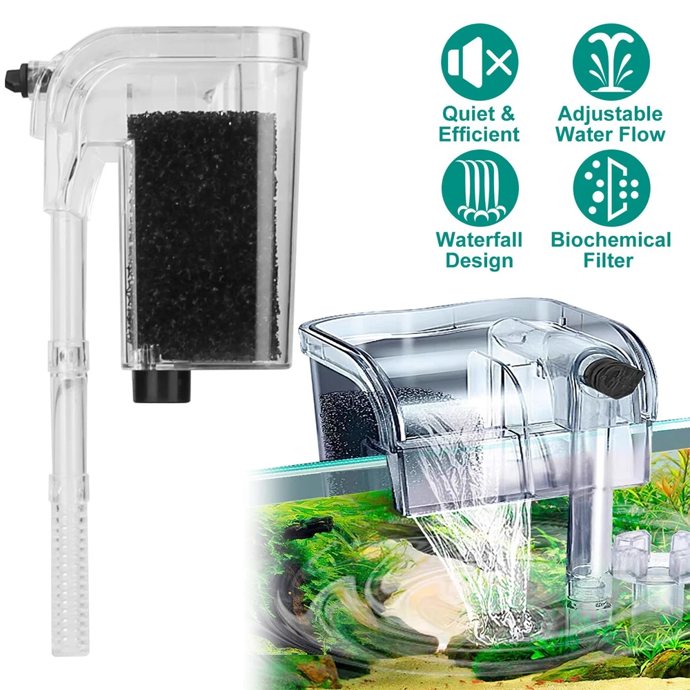 Aquarium Waterfall Filter Pump Fish Tank Hang External Oxygen Pump Water Filter