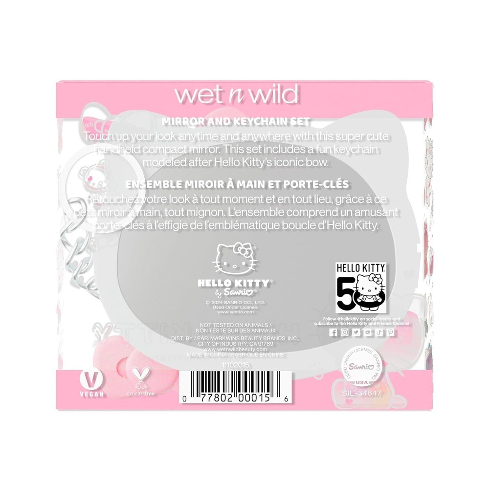 wet n wild Hello Kitty Collection, Mirror & Pink Bow Keychain Duo,...