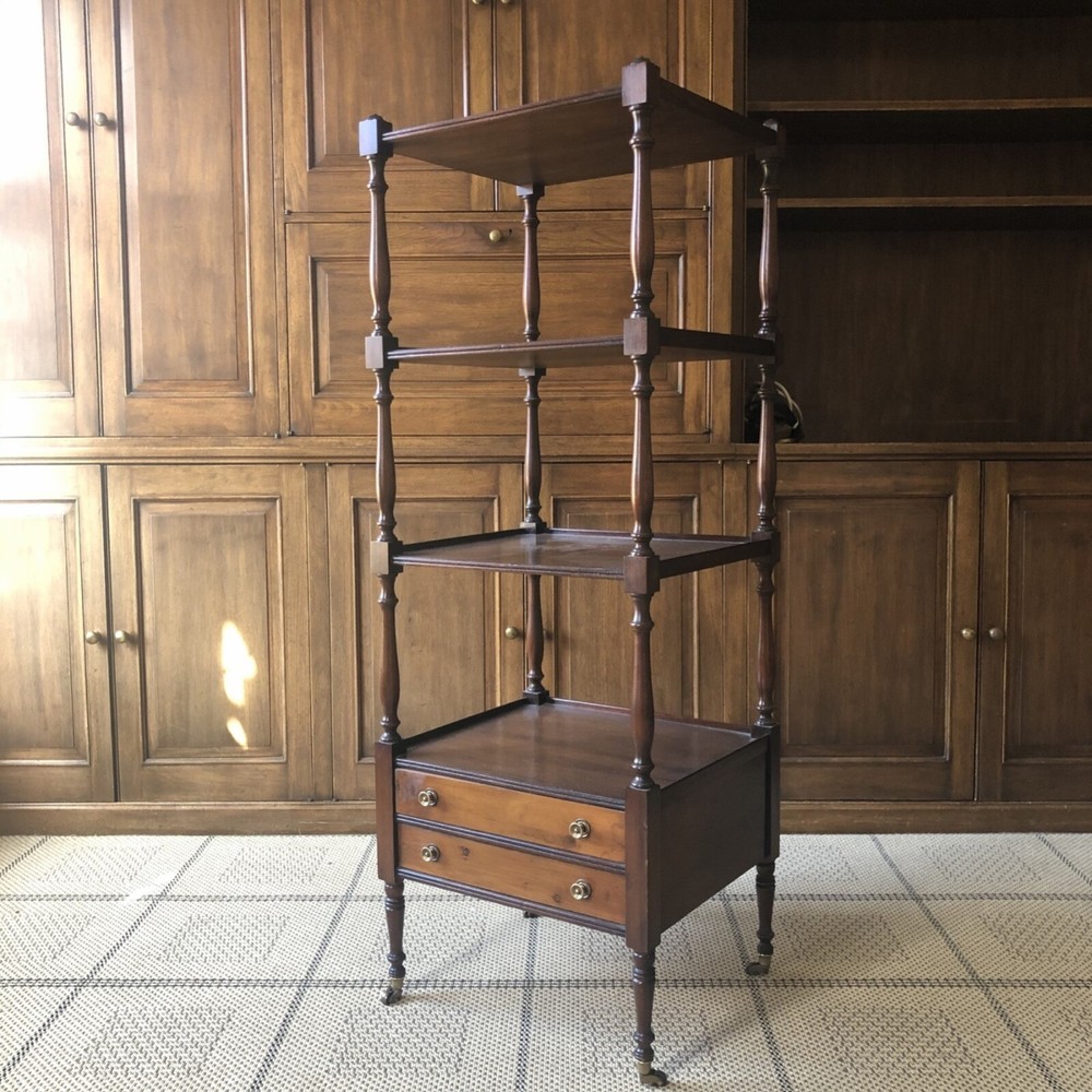 Antique Regency Four Tier Etagere With Castors