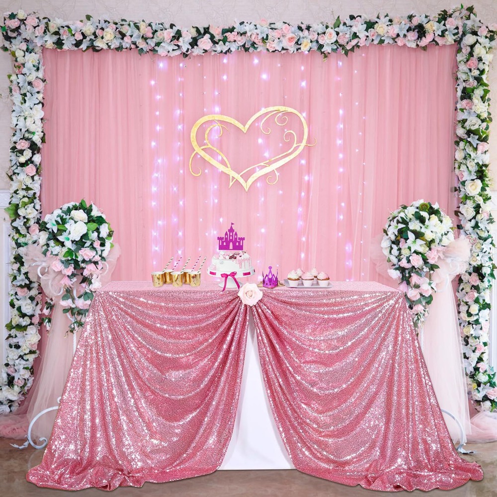 Sequin Tablecloth Rectangular 60"x102" Fuchsia Pink