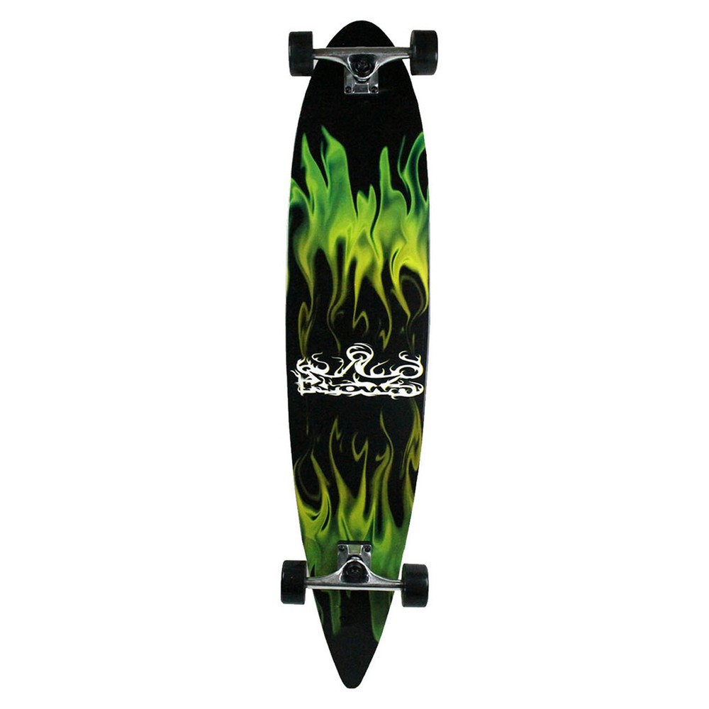 Krown Longboard Complete Pintail Green Flame 9" x 43"