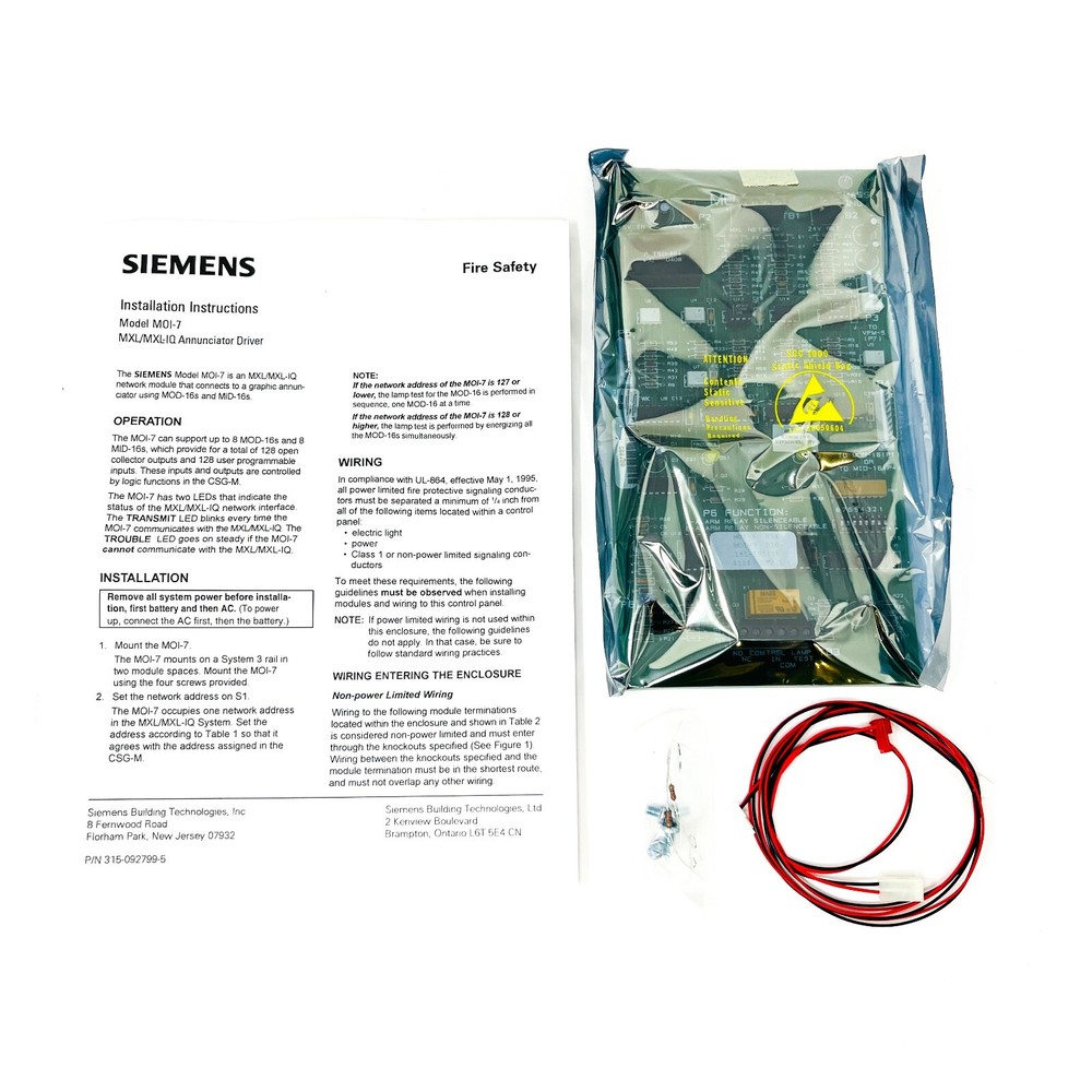 Siemens MOI-7 Cerberus Pyrotronics 500-892800 Network Input Output Module