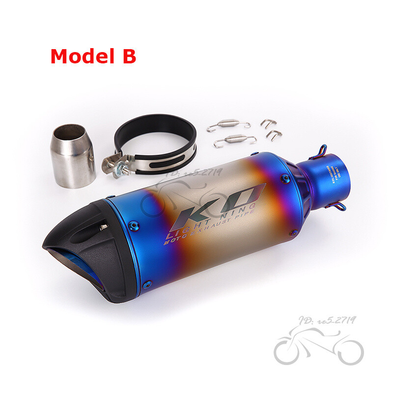 51mm Universal Muffler Tips Modified Motorcycle Exhaust Tail Pipe Black 320mm
