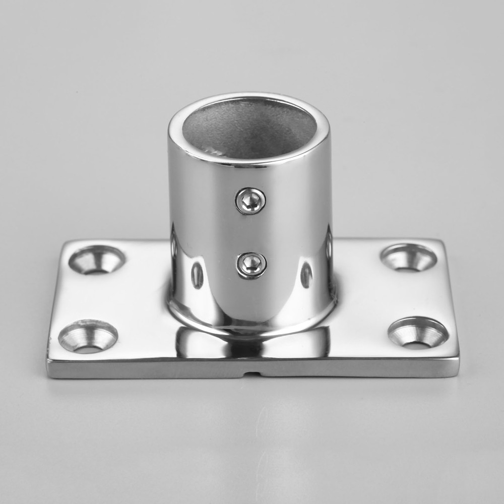 Boat Marine Stainless Steel Tube Hand Rail 90° 7/8" Rectangular Base for 1" Pipe