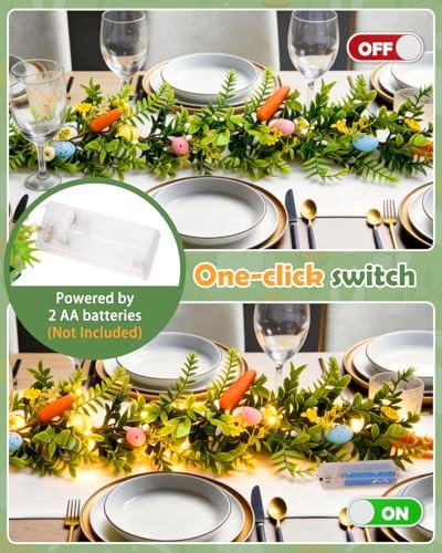 6FT Easter Garland - Artificial Spring Vine with Easter Eggs, Flowers &