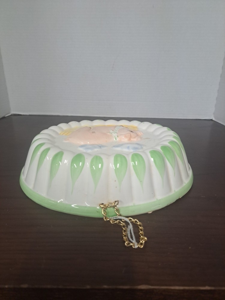 Vintage Pig Jello Mold/Wall Decor Handpainted Ceramic